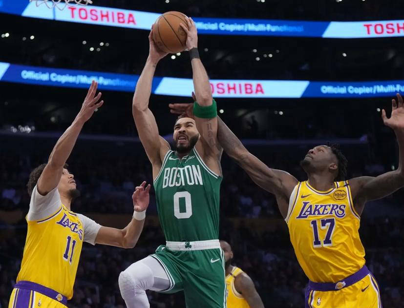 关于湖人擒凯尔特人，詹姆斯砍下22分领先一步的信息